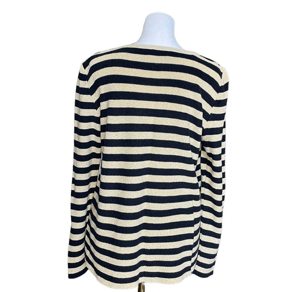 Pierre Cardin Vintage Black‎ and Metallic Gold Scoop Neck Sweater Women's Medium - Picture 6 of 8